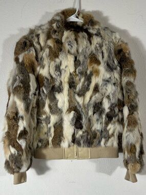 Vintage Y2K Baby Phat Genuine Rabbit Fur Bomber Jacket